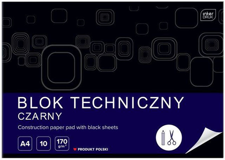 Blok techniczny czarny A4 10 kartek