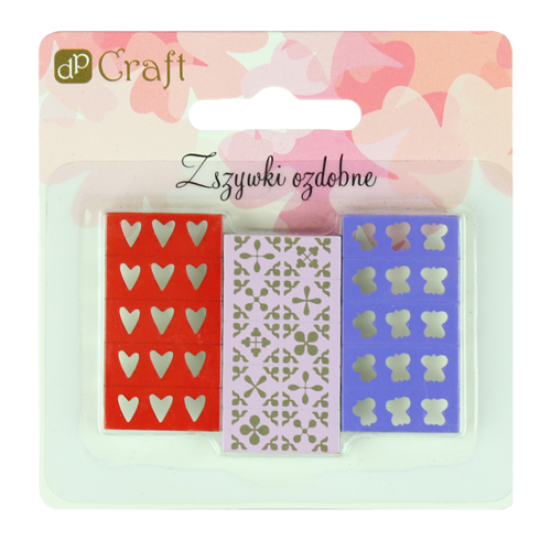 Zszywki dekoracyjne Serca, Motylki, Wzory