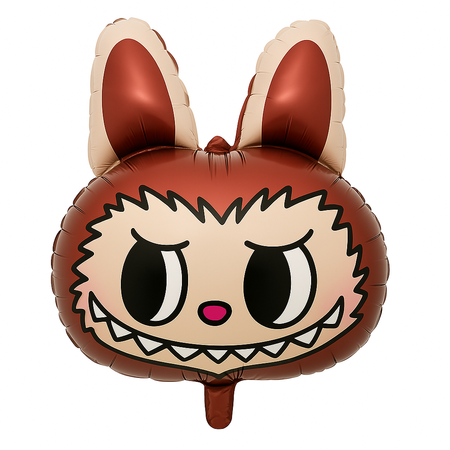 Balon foliowy w kształcie LABUBU brązowa głowa 68x48 cm