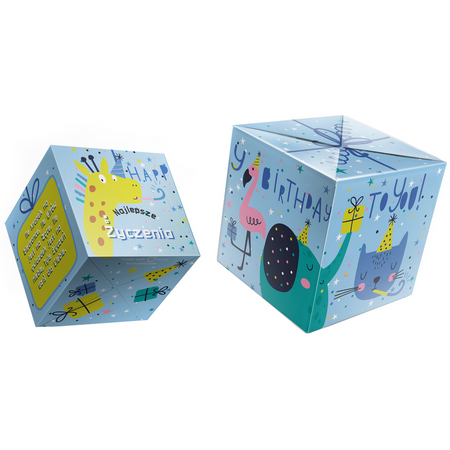 Kartka urodzinowa wybuchająca konfetti - Happy Birthday zwierzątka