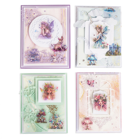 Naklejki połyskujące wróżki fioletowe PET 6 arkuszy 10,5x15 cm