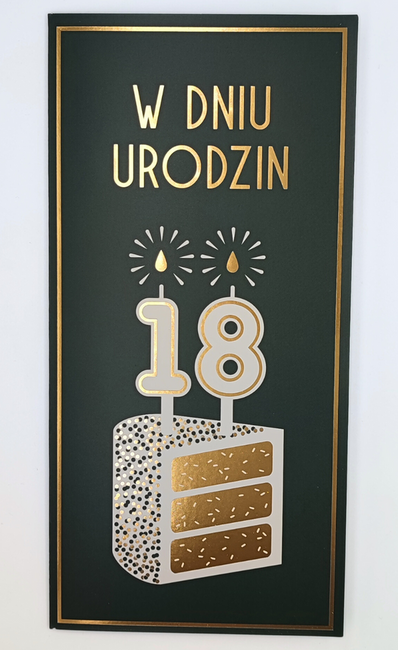 Kartka okolicznościowa 18-ste urodziny zielona Tort