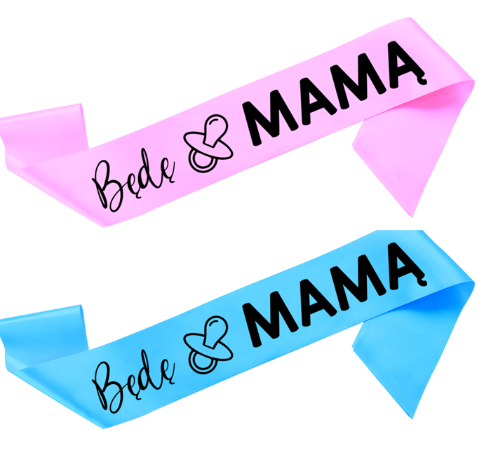 Szarfa satynowa dla przyszłej mamy - BĘDĘ MAMĄ boy girl
