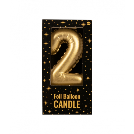 Świeczka urodzinowa cyfra 2 jak balon foliowy złota