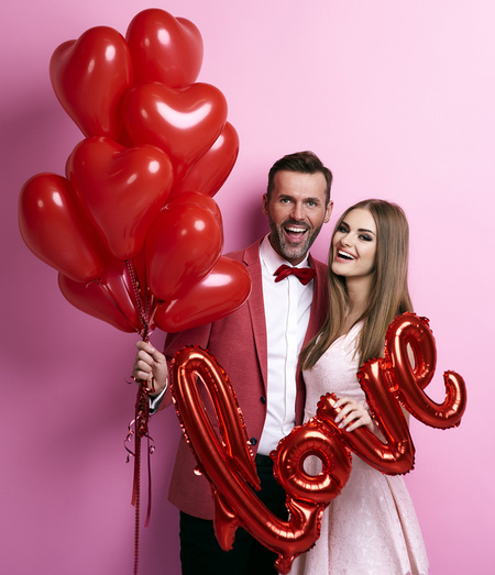 SERCE czerwone balony gumowe + napis love Zestaw Walentynki