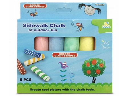 Kreda kolorowa 6 sztuk okrągła chodnikowa tablicowa