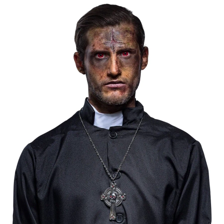 Naszyjnik srebrny Krzyż czaszka Halloween