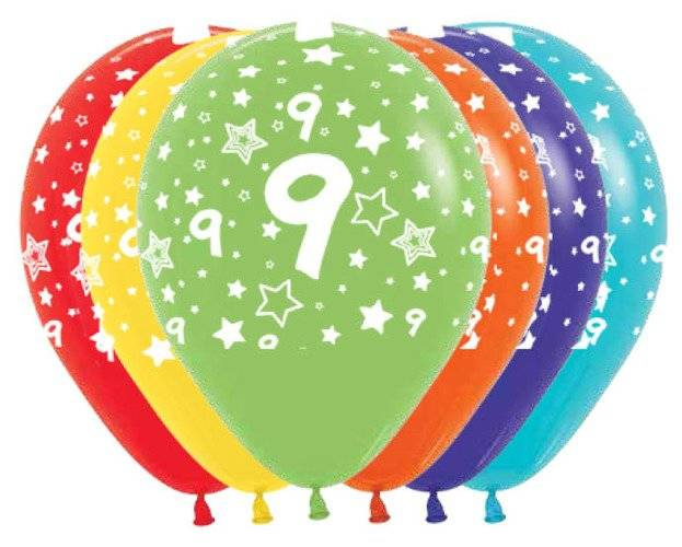 Balony Sempertex Cyfry 12'' 12 szt Mix kolorów