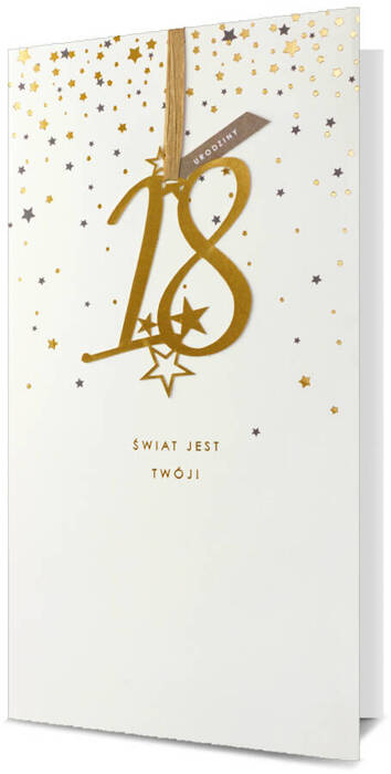Kartka okolicznościowa z zawieszką 18 urodziny 12x22,5 cm