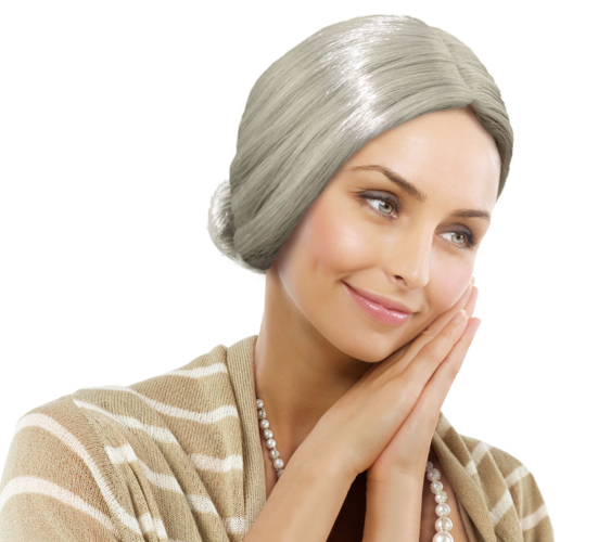 Peruka babci damska Siwa