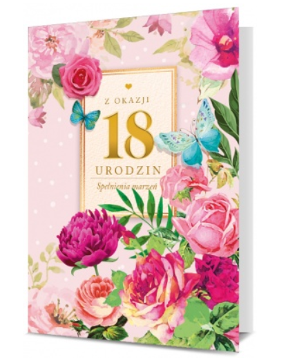 Kartka okolicznościowa osiemnastkowa 18 urodziny kwiaty