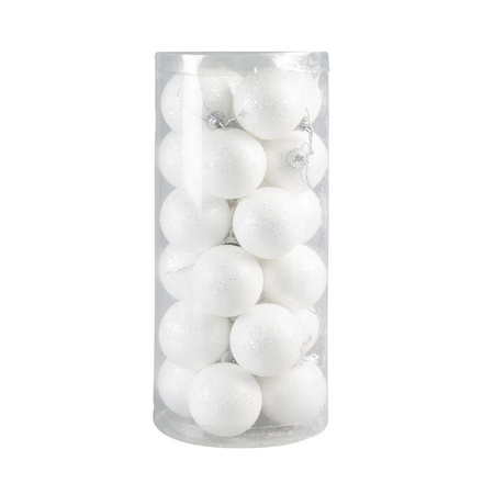 Bombki choinkowe białe brokatowe (24 szt.)