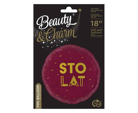 STO LAT bordowy balon foliowy 18 cali