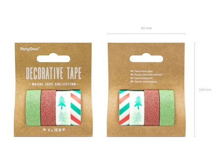 Taśma dekoracyjna mix 4 szt. Merry Xmas