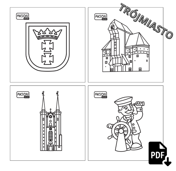 Karty do zabaw TRÓJMIASTO zestaw 15 szt. do wydruku PDF