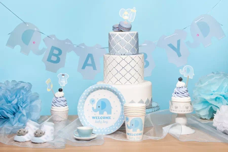 Talerzyki na BABY SHOWER 18 cm SŁONIK