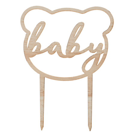Topper dekoracyjny na tort drewniany BABY miś
