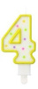 Świeczka urodzinowa "4" kropeczki żółta