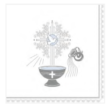 Serwetki Chrzest Święty srebrny nadruk 33 x 33 cm 20 szt.