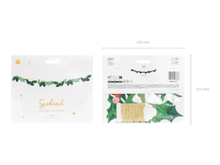 Baner Girlanda świąteczna JEMIOŁA ostrokrzew 150 cm