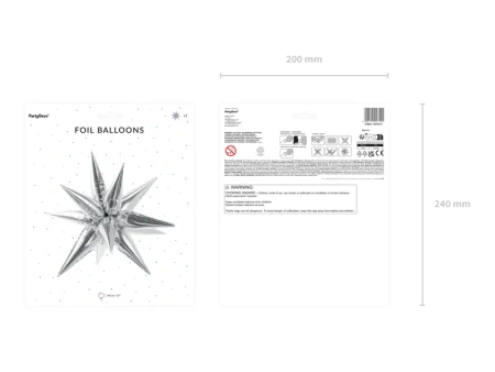 Gwiazda 3D balon foliowy SREBRNY 95 cm