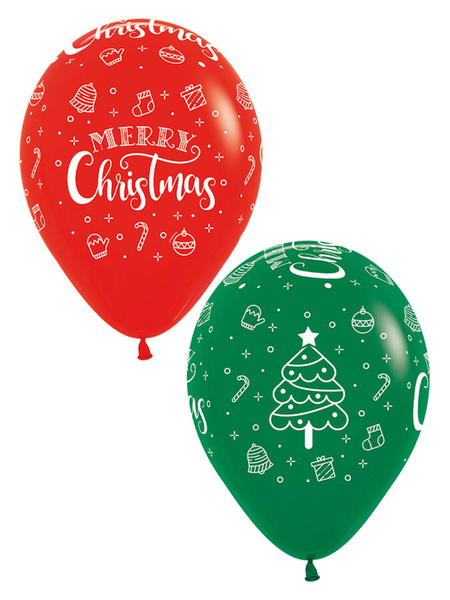 Balon gumowy świąteczny Merry Christmas Sempertex 12 cali 1 szt.