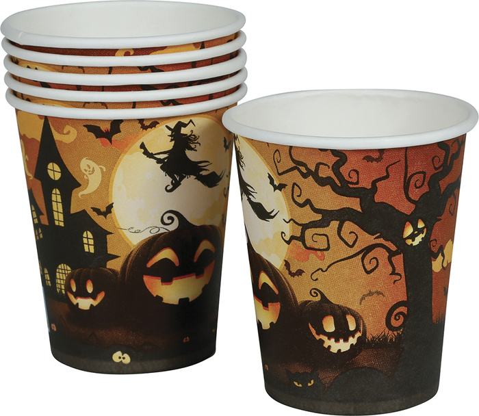 Kubeczki papierowe Dynia pomarańczowe HALLOWEEN 240 ml 6 szt.