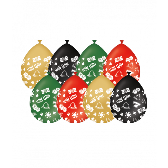 Balony lateksowe Casino 30 cm kolorowe z nadrukiem