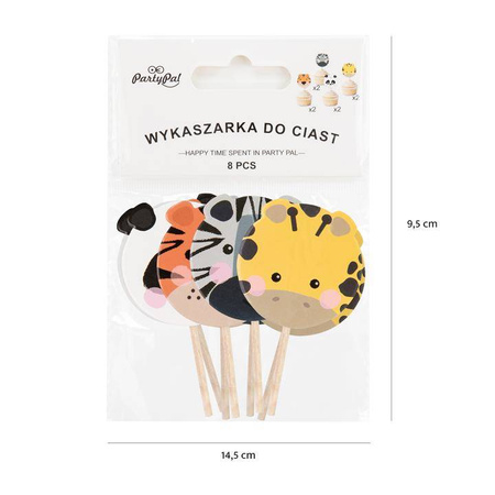 Pikkery Toppery na tort Zwierzątka Dżungla 8 szt.