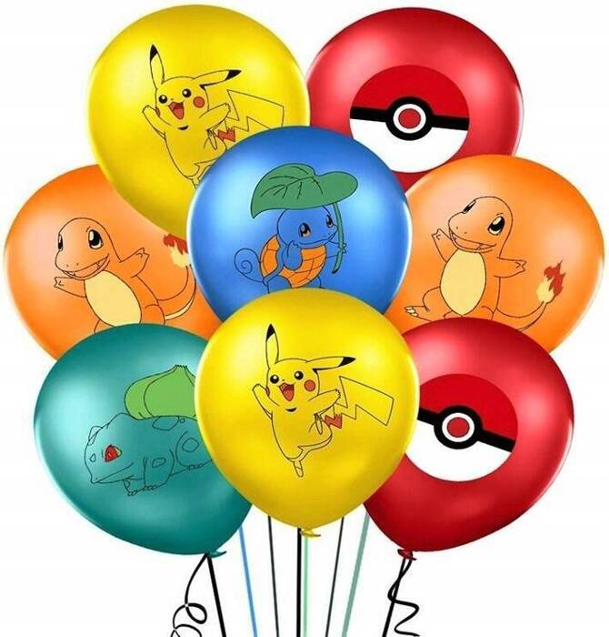 POKEMON balony gumowe z nadrukiem pokeball 10 szt. mix