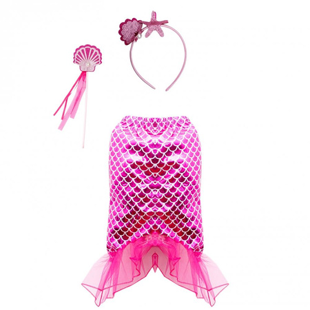 Strój Mała Syrenka różowy zestaw 3 sztuki