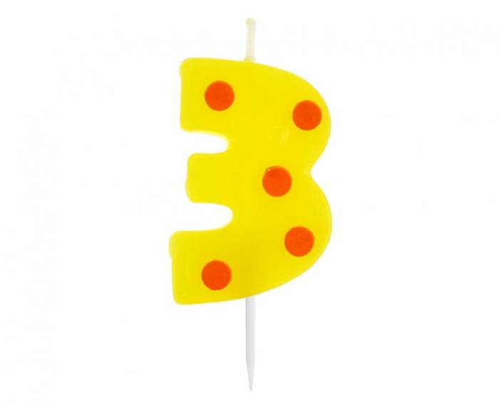 Świeczka urodzinowa "3" GROCHY 6cm