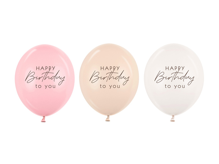 Balon lateksowy pastelowy  Happy Birthday 1 sztuka 12 cali 30 cm różowy mix