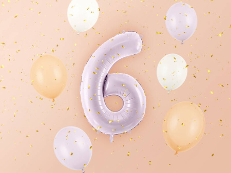 Balon foliowy CYFRA 6 pastelowy fioletowy 72 cm