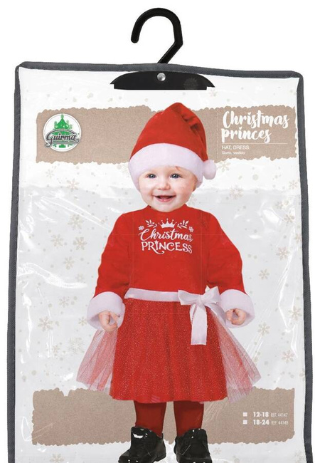 Strój dla dziewczynki świąteczna księżniczka Mikołajka (12-24 msc)
