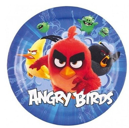 Talerzyki papierowe Angry Birds Niebieskie okrągłe 18cm 8 szt
