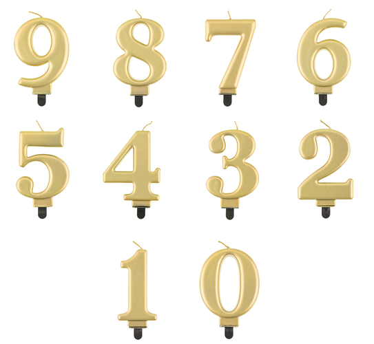 Świeczka urodzinowa cyfra elegancka złota 1 szt.