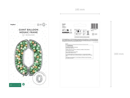 Szablon forma foliowa do balonów cyfra 0 srebrna, 126 cm