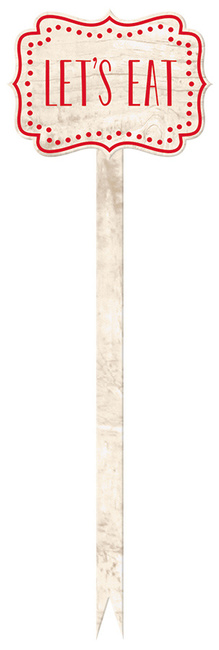 Pikery toppery tabliczki napis Let's Eat dekoracje na tort muffinki 12szt