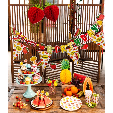 Papierowe słomki rurki ananas truskawka 6 szt.