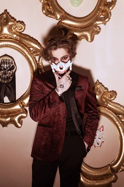 Maska Czaszka biała z zębami 16.5x14cm