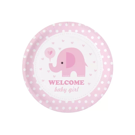 Talerzyki na BABY SHOWER 18 cm SŁONIK