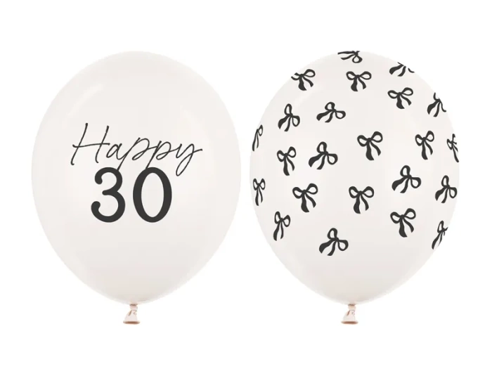 Balon lateksowy pastelowy Happy 30 1 sztuka 12 cali 30 cm Pastel Off-white z nadrukiem