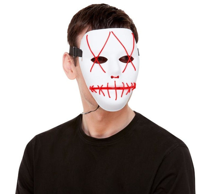 Maska przeszywana NEON świecąca Halloween