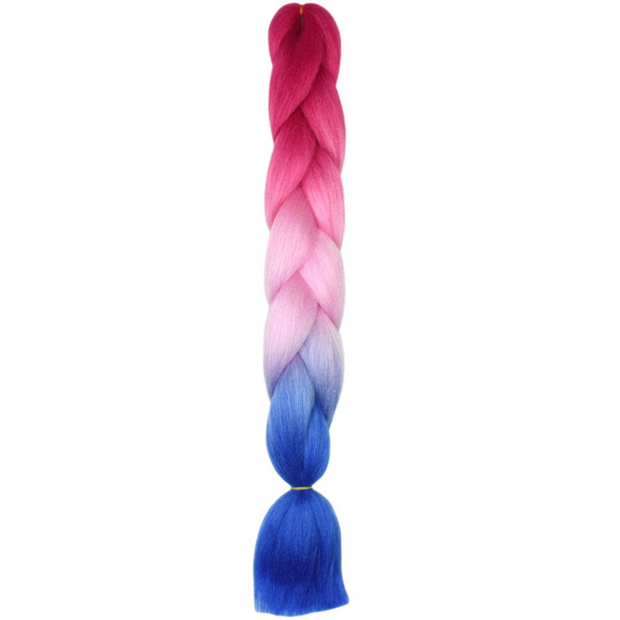 Włosy syntetyczne warkocze warkoczyki 60 cm OMBRE - różowo niebieskie