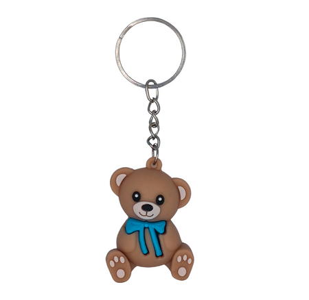 Brelok silikonowy Miś brązowy z kokardą
