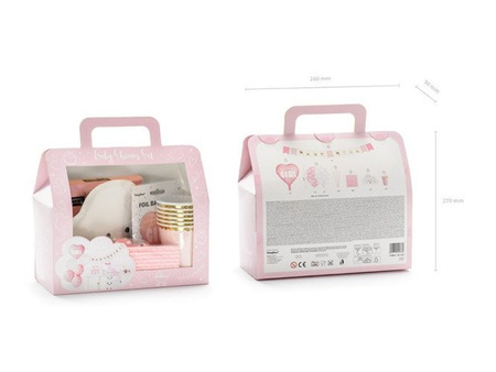 Zestaw dekoracji na Baby Shower Baby Girl w kuferku