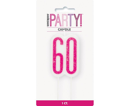 Świeczka urodzinowa na tort liczba "60" różowa