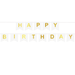 Baner girlanda "Happy Birthday" złoty napis - BIAŁY