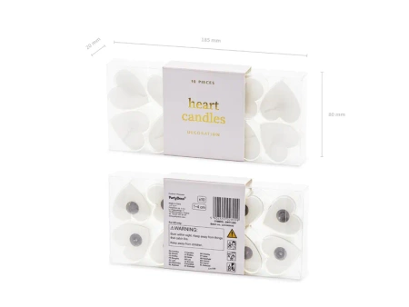 Świeczki serca, podgrzewacze tealight białe 10 szt.